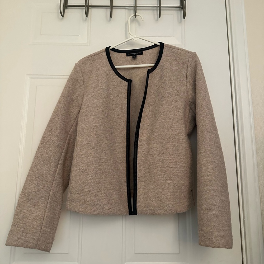 Banana Republic Beige Blazer with Black Trim